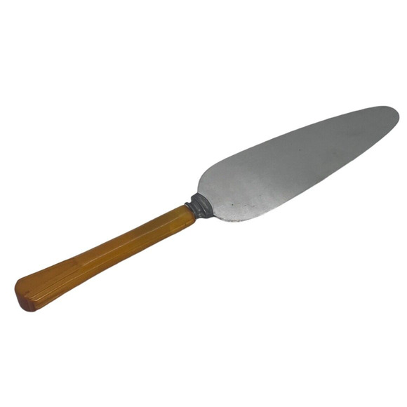 Mid 20th Century Pie Tarte 9 1/4" Server Stainless Steel Blade Celluloid Handle - Picture 9 of 12